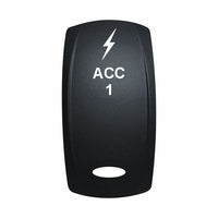 Technoexpress Shop marine rocker switch actuator labeled 'ACC 1' with lightning bolt icon