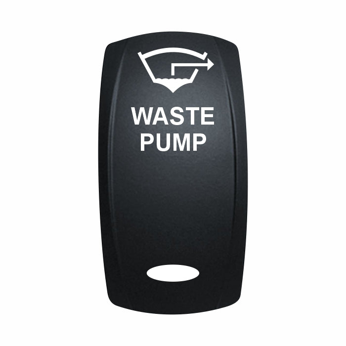 Technoexpress Shop black rocker switch labeled "WASTE PUMP" with waste-tank pump icon