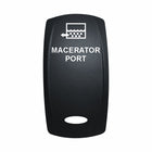Technoexpress Shop rocker switch labeled MACERATOR PORT with white text on black