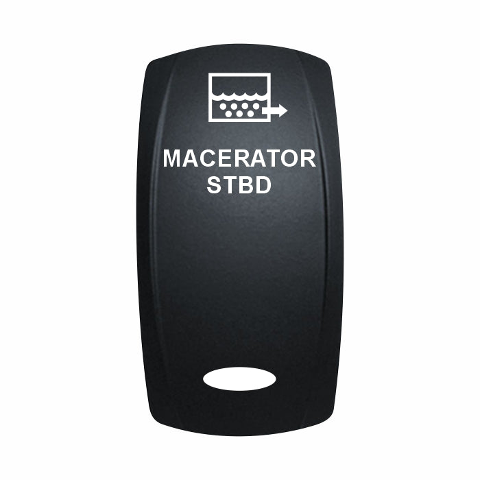 Black rocker switch labeled MACERATOR STBD with macerator icon by Technoexpress Shop
