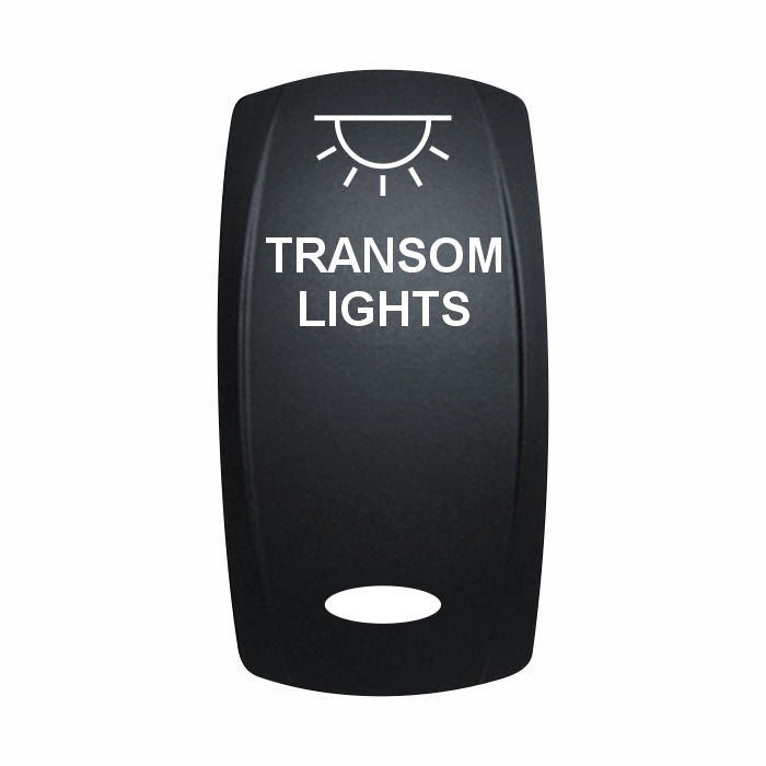 Technoexpress Shop rocker switch labeled TRANSOM LIGHTS with white light icon