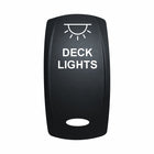 Technoexpress black rocker switch actuator labeled DECK LIGHTS with light icon