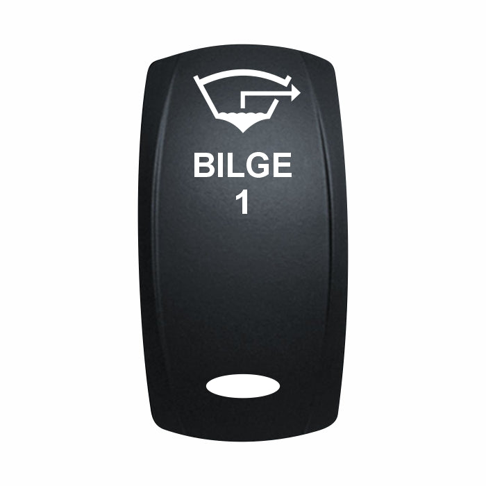 Technoexpress Shop rocker switch labeled "BILGE 1" with white bilge pump icon