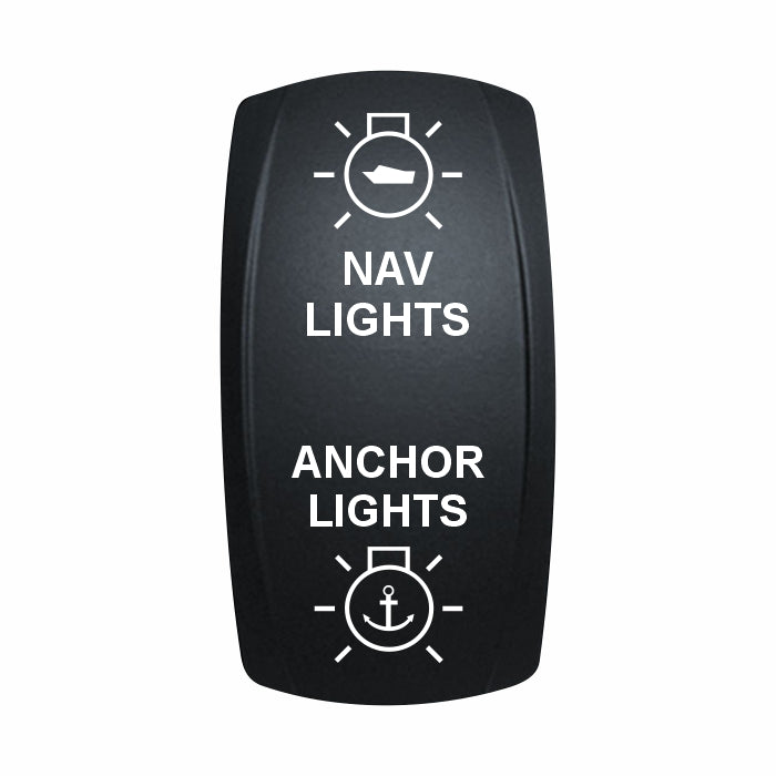Technoexpress Shop black rocker switch labeled "NAV LIGHTS" and "ANCHOR LIGHTS" with icons