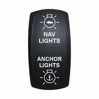 Technoexpress Shop black rocker switch labeled "NAV LIGHTS" and "ANCHOR LIGHTS" with icons