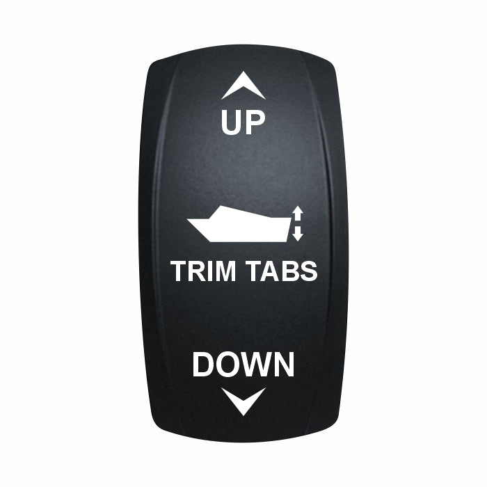 Technoexpress Shop Trim Tabs rocker switch labeled UP and DOWN with boat icon