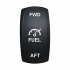 Technoexpress FUEL FWD/AFT marine rocker switch actuator labeled FWD, fuel gauge icon, AFT