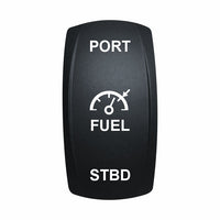 Technoexpress Shop FUEL PORT/STBD rocker switch with white fuel gauge icon and labels