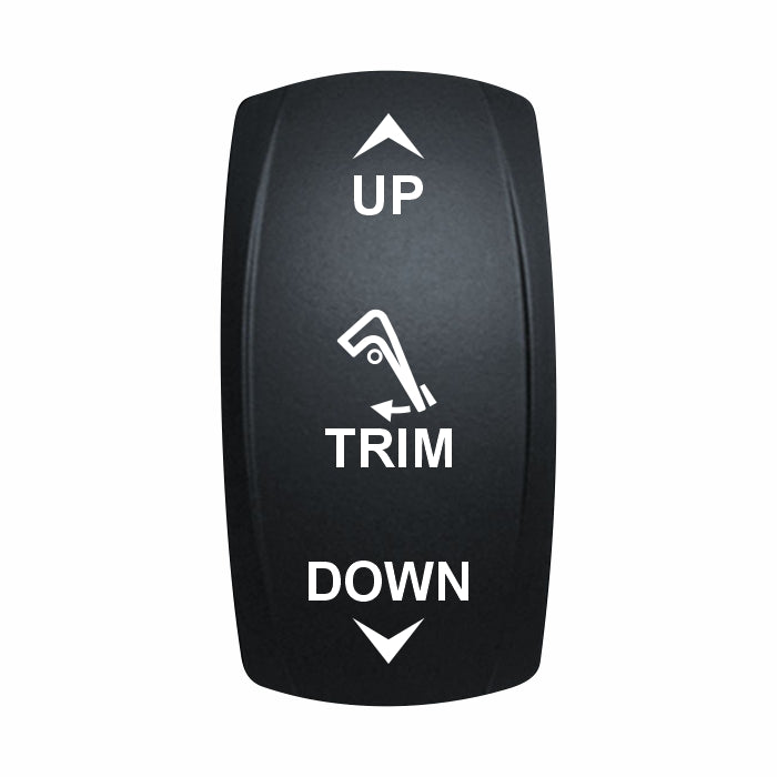 Technoexpress TRIM rocker switch labeled UP, TRIM, DOWN with trim tab icon