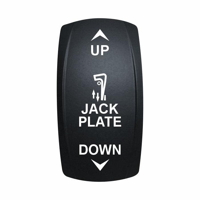 Technoexpress Shop jack plate rocker switch labeled UP, JACK PLATE, DOWN with white icons