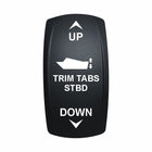 Technoexpress TRIM TABS STBD rocker switch with UP/DOWN labels and boat icon