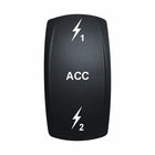 Technoexpress black rocker switch actuator labeled ACC with lightning 1 and 2