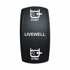 Technoexpress Shop LIVEWELL rocker switch labeled PORT (top) and STBD (bottom)