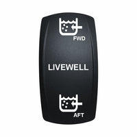 Technoexpress LIVEWELL rocker switch actuator labeled FWD and AFT with water tank icons