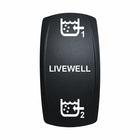 Technoexpress Shop LIVEWELL 1/2 rocker switch with central LIVEWELL label and 1/2 tank icons