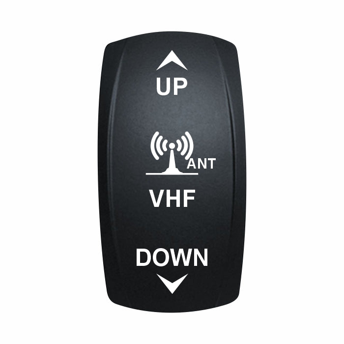 Technoexpress Shop VHF ANT rocker switch labeled UP, VHF and DOWN with antenna icon