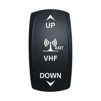 Technoexpress Shop VHF ANT rocker switch labeled UP, VHF and DOWN with antenna icon