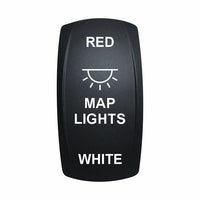 Technoexpress Shop black rocker switch labeled RED, MAP LIGHTS with light icon, WHITE