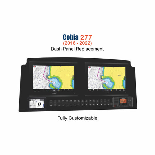 Cobia 277 replacement boat dash panel with integrated switch panel and precision-cut custom fit