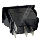 Carling Technologies ACC switch rear/side angle showing four metal spade terminals and housing.