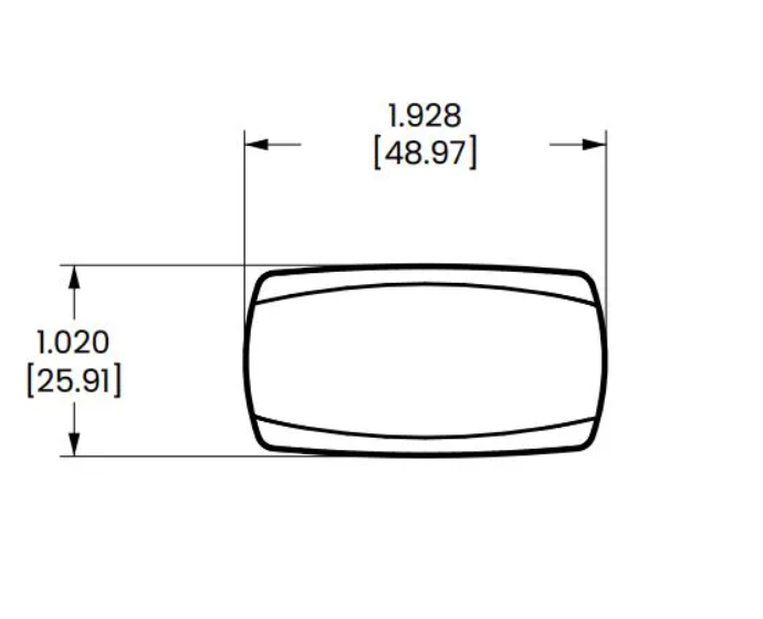 ACC top-view drawing showing overall width 1.928 in (48.97 mm) and height 1.020 in (25.91 mm)
