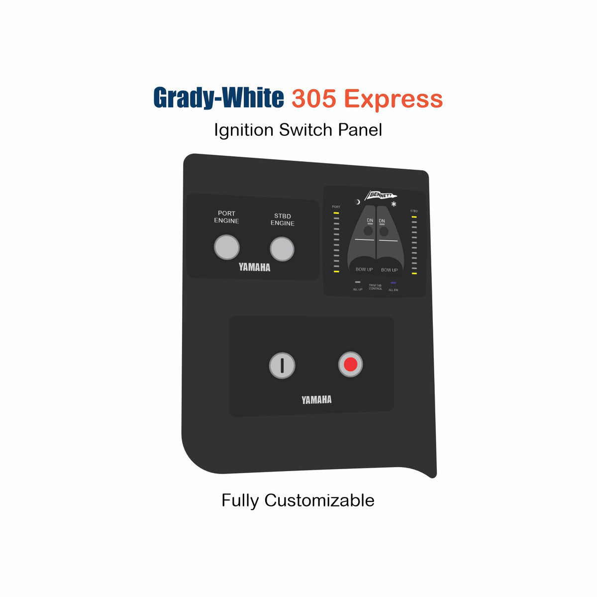 Grady-White 305 Express Ignition Switch Panel Replacement with custom etching