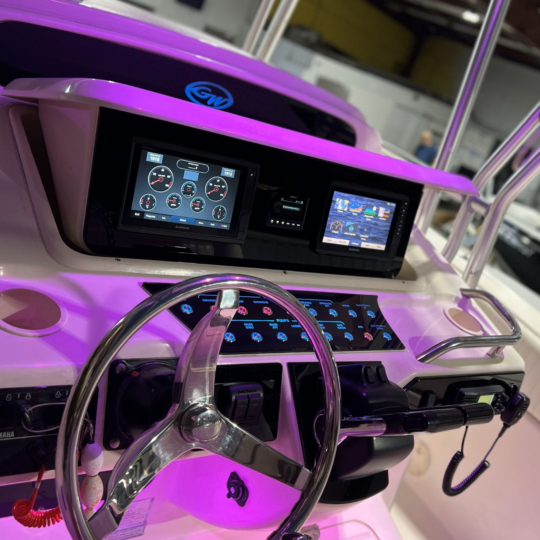 Grady-White Bimini 336 Dash Panel Replacement with custom etching