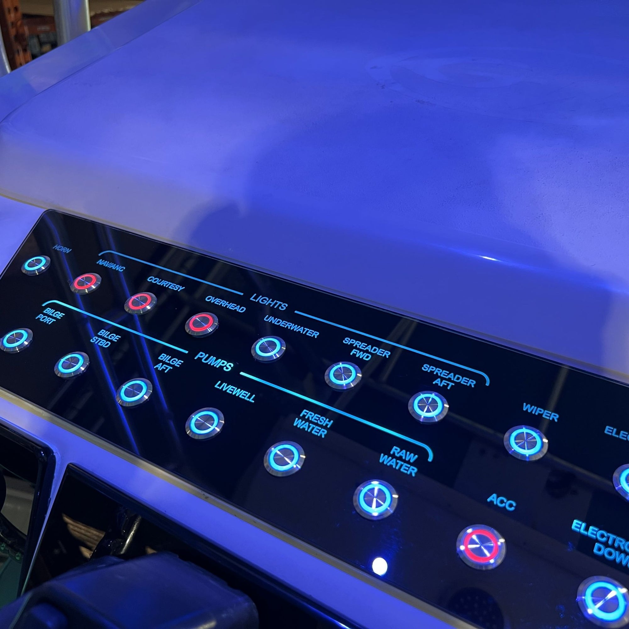 Grady-White Bimini 336 Switch Panel Replacement with custom etching