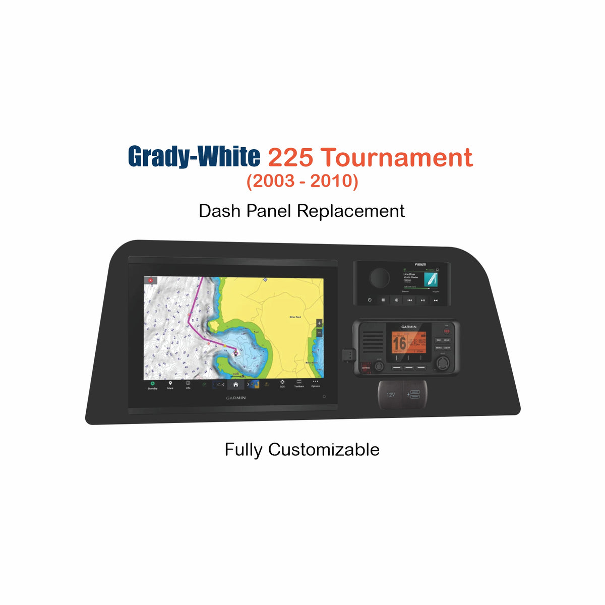 Grady White Tournament Dash Panel Replacement with custom etching