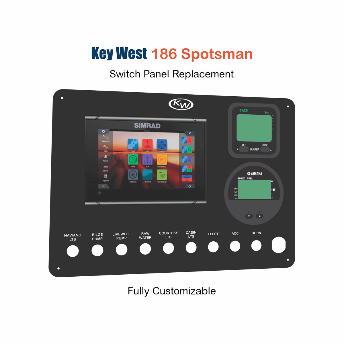 Key West 186 Sportsman Switch Replacement with custom etching
