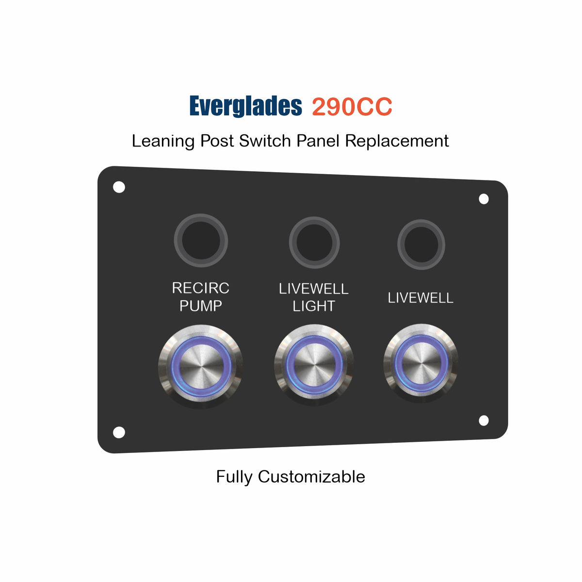 Key West 2300 Leaning Post Switch Panel Replacement with custom etching
