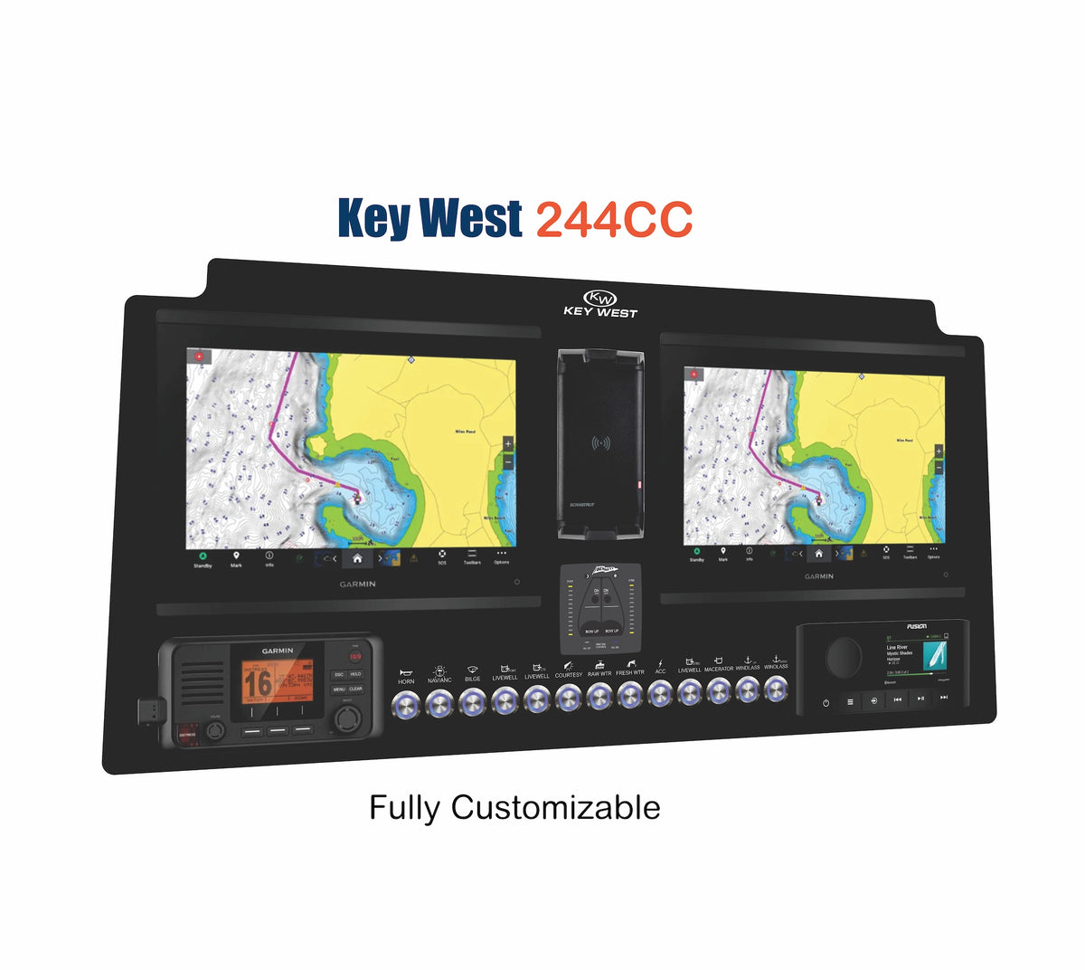 Key West 244 CC Dash Panel Replacement with custom etching
