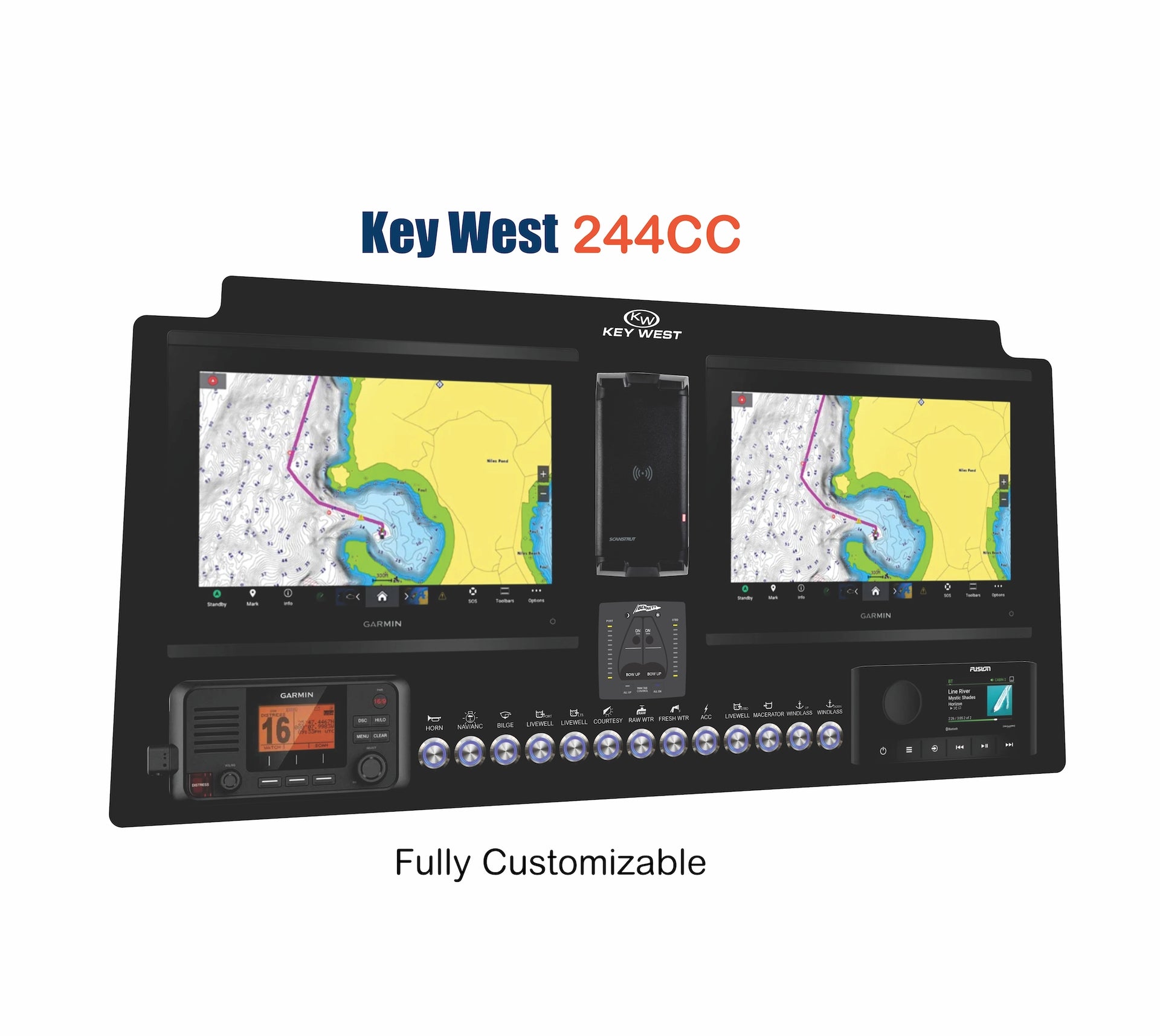 Key West 244 CC Dash Panel Replacement with custom etching