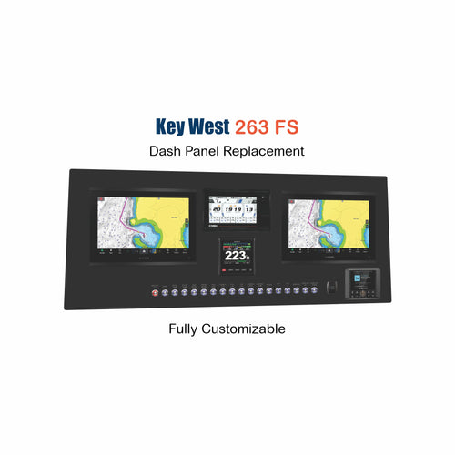 Key West 263 FS replacement boat dash panel with integrated switch panel and precision-cut custom fit