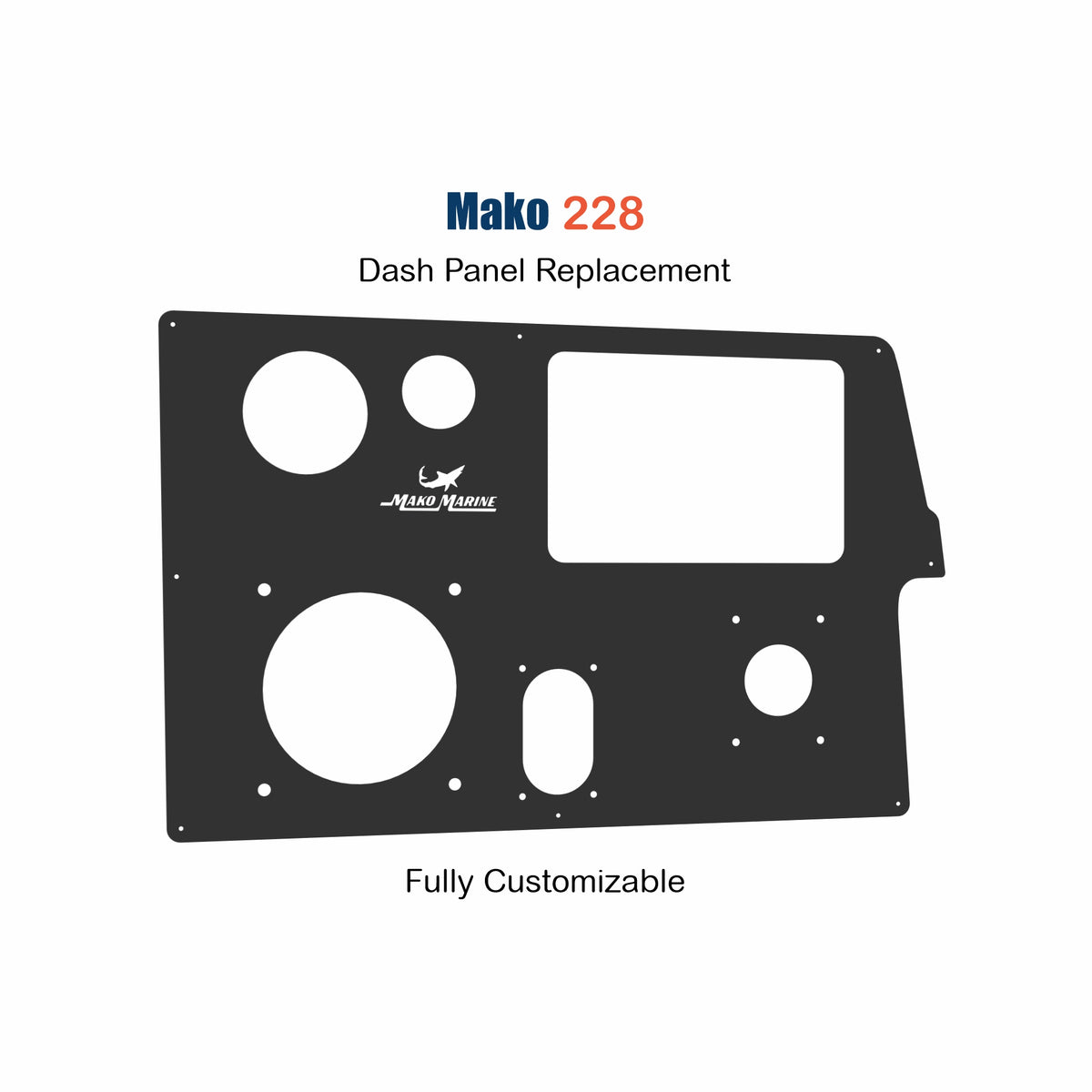 Mako 228 replacement boat dash panel with integrated switch panel and precision-cut custom fit