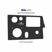 Mako 228 replacement boat dash panel with integrated switch panel and precision-cut custom fit