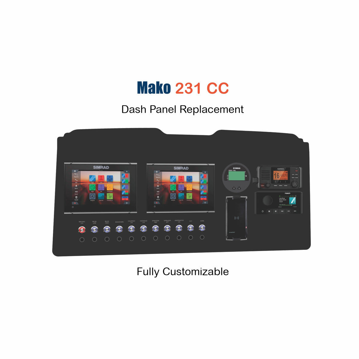 Mako 231CC Dash Panel Replacement with custom etching