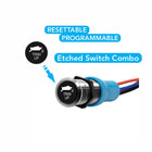 Bluewater TRIM UP STBD etched switch actuator with stainless bezel and wires
