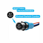 Bluewater RECIRCULE MAIN etched switch actuator with black labeled button and stainless bezel