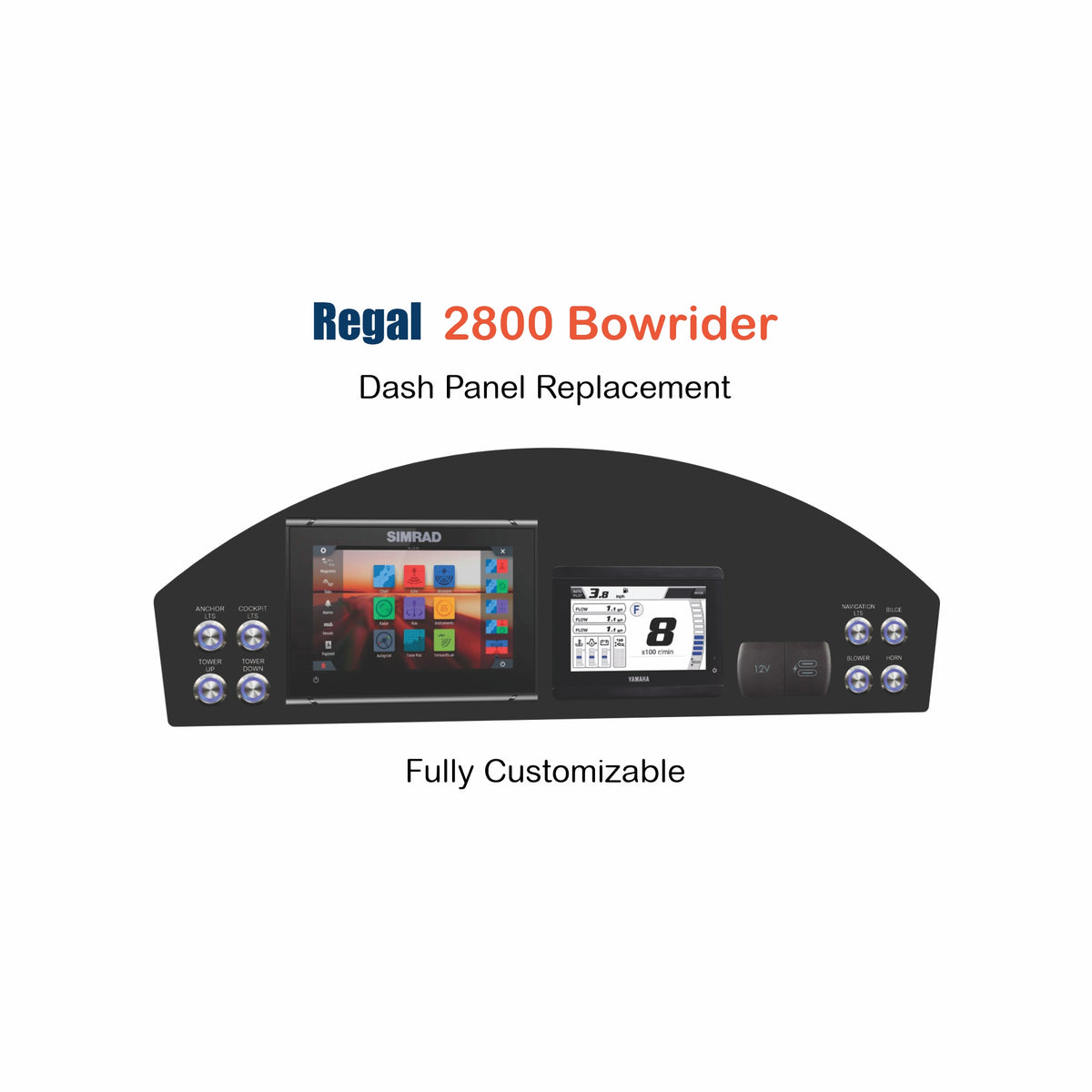 Regal 2800 Bowrider Dash Panel Replacement with custom etching