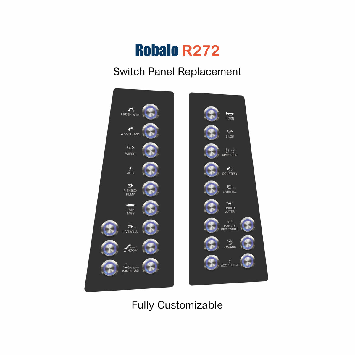 Robalo R272 Switch Panel Replacement with custom etching