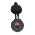 Bluewater round dual USB charger with USB-A (QC3.0) and USB-C (QC4.0) ports, hinged cap