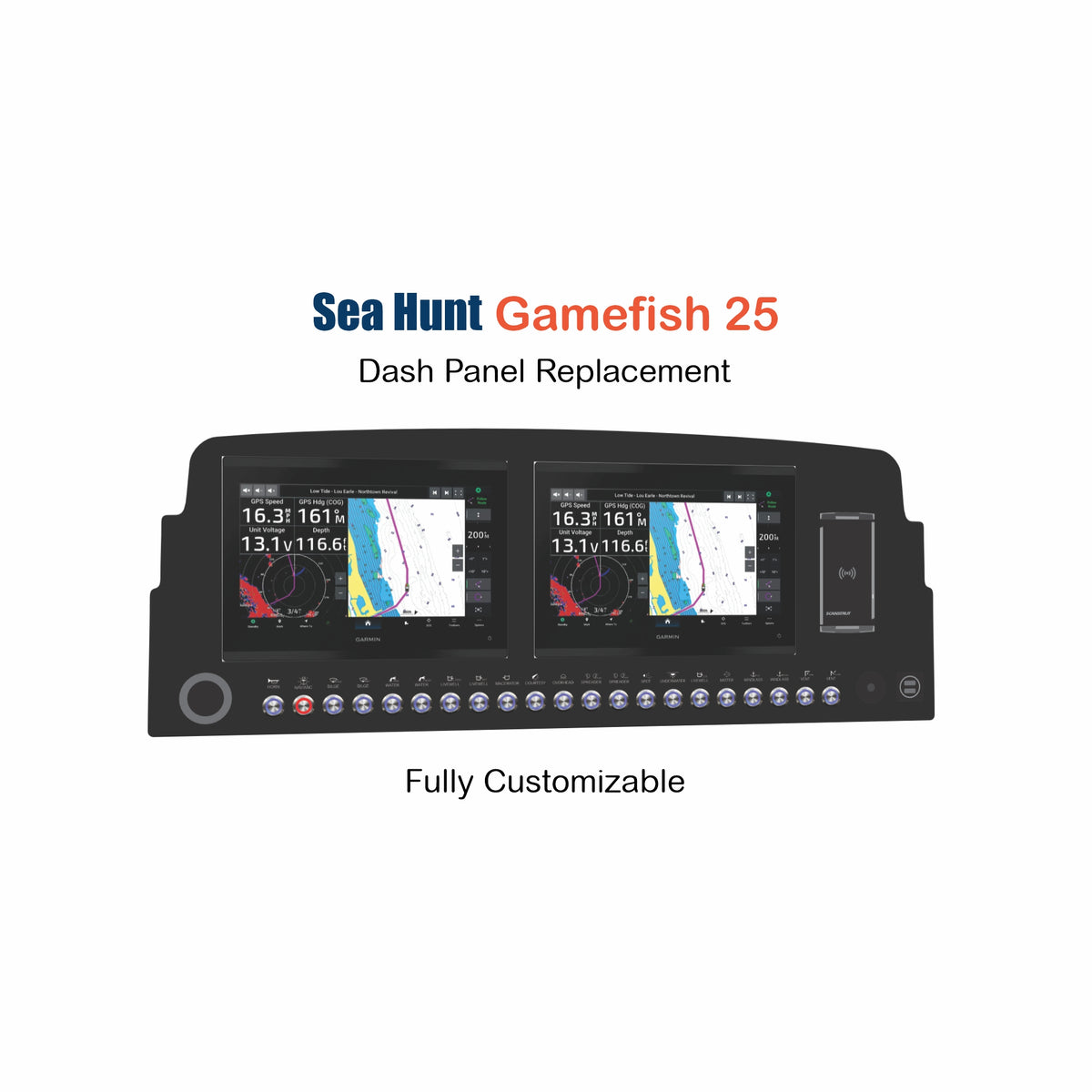 Seahunt Gamefish 25 Dash Panel Replacement with custom etching