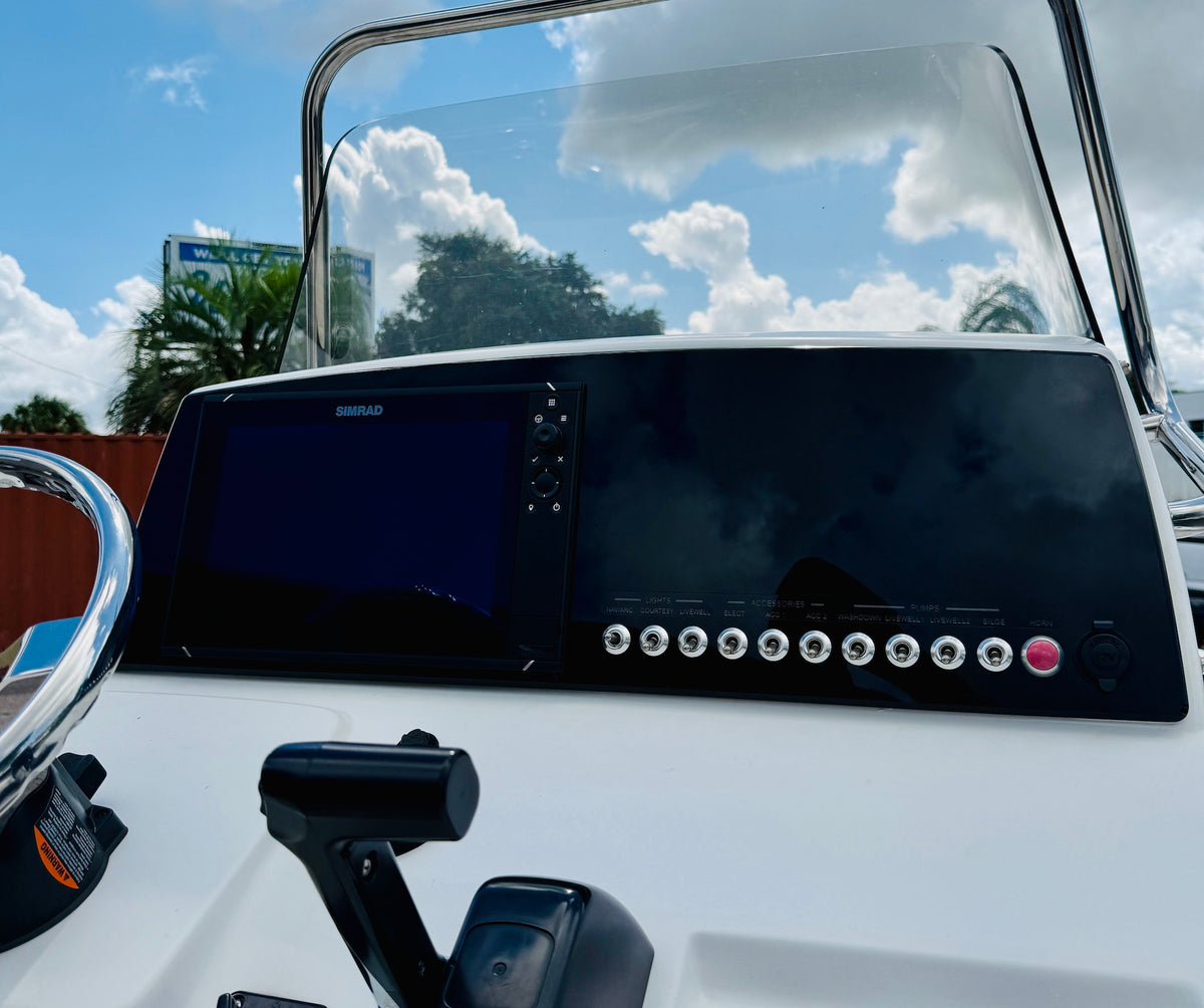Sportsman Masters 227 Bay Boat Dash Panel Replacement with custom etching