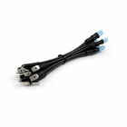 Angled side view of bundled marine wire jumpers showing metal spade terminals and blue insulated connectors