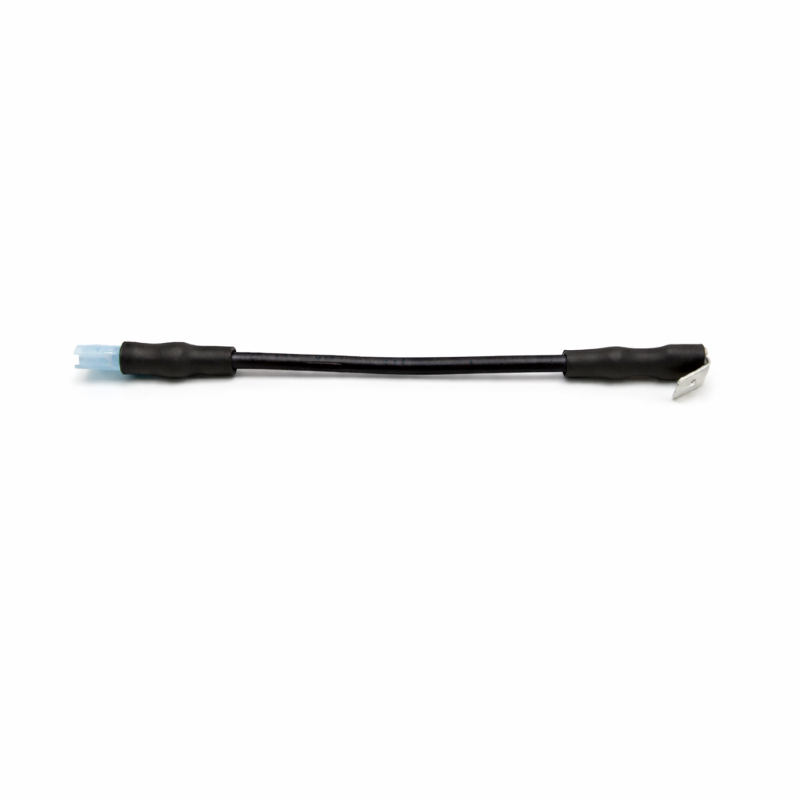 14 AWG marine jumper showing blue quick-disconnect connector and angled spade terminal