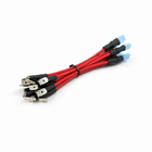 14 AWG marine jumper wires, angled rear view, bundled with zip tie, metal terminals and blue insulated spades.