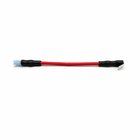 Side view of 14 AWG jumper showing heat-shrink red wire with female spade end and right-angle metal lug