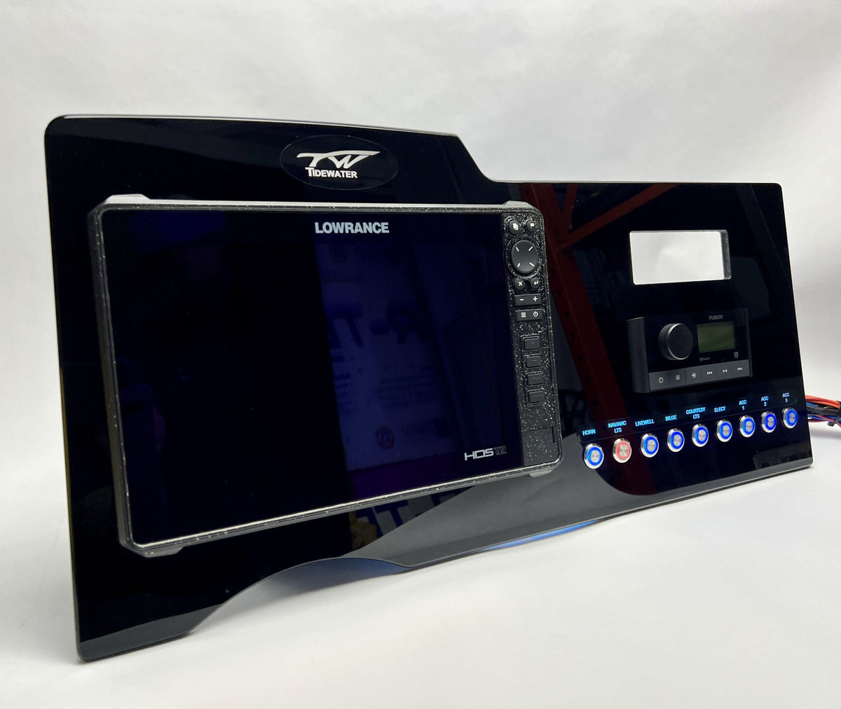 Tidewater 1910 Bay Max Dash Panel Replacement with custom etching