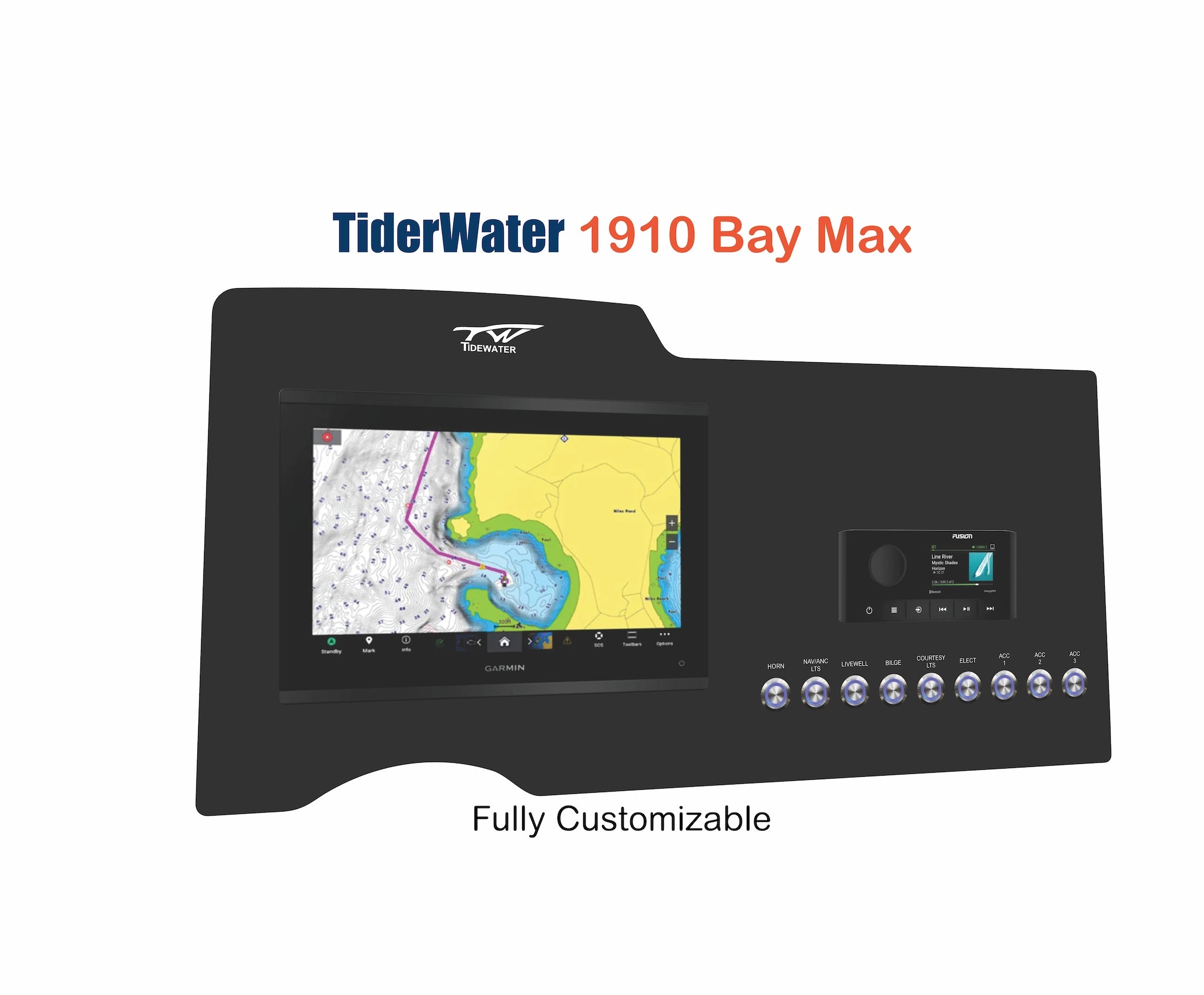 Tidewater 1910 Bay Max Dash Panel Replacement with custom etching